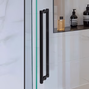 Glass shower door pull with back-to-back mounting option